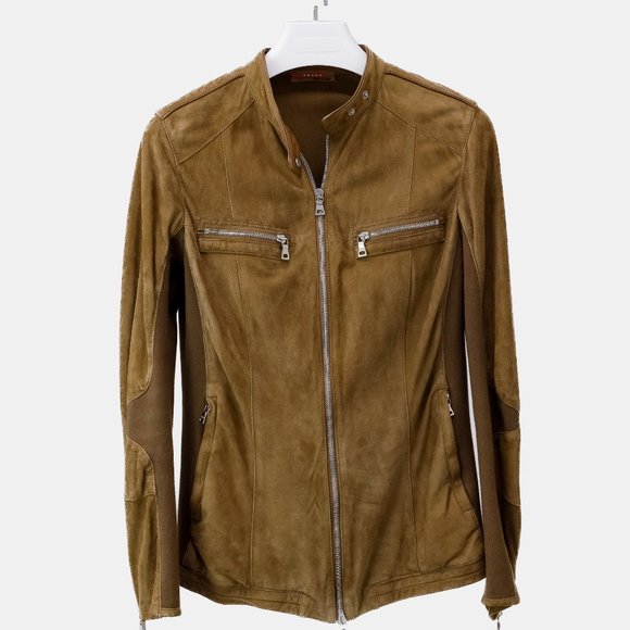 Prada Brown Suede Biker Jacket - Picture 1 of 14